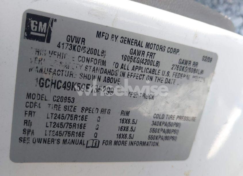 Photo 9 of 2009 Chevrolet Silverado 2500HD WORK TRUCK (VIN 1GCHC49K59E135299)