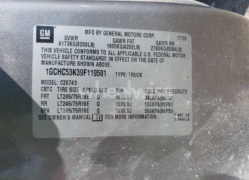 Photo 9 of 2009 Chevrolet Silverado 2500HD LT (VIN 1GCHC53K39F119501)