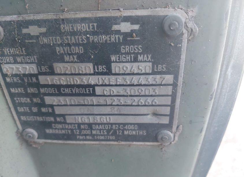 Photo 9 of 1984 Chevrolet D30 MILITARY POSTAL UNIT (VIN 1GCHD34JXEF344337)