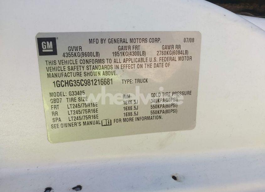 Photo 9 of 2008 Chevrolet Express WORK VAN (VIN 1GCHG35C981216681)