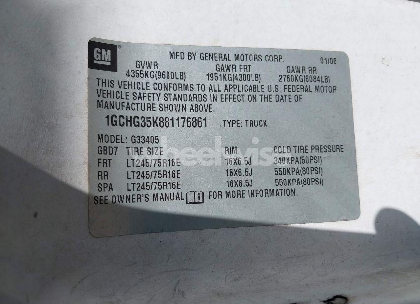 Photo 9 of 2008 Chevrolet Express WORK VAN (VIN 1GCHG35K881176861)