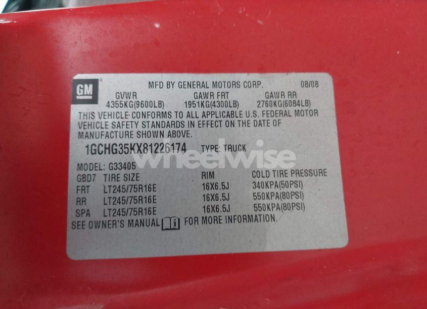 Photo 9 of 2008 Chevrolet Express WORK VAN (VIN 1GCHG35KX81226174)