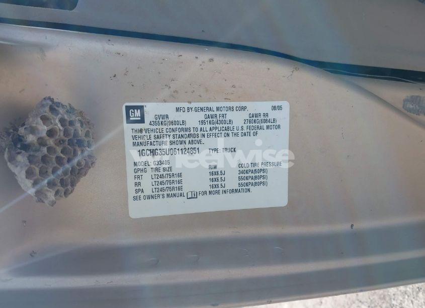 Photo 9 of 2006 Chevrolet Express WORK VAN (VIN 1GCHG35U061124851)