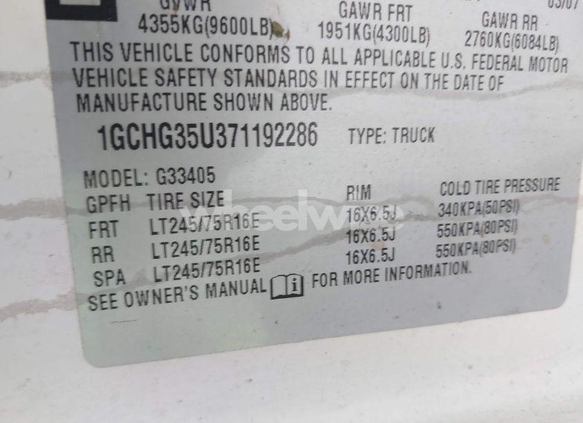 Photo 9 of 2007 Chevrolet Express WORK VAN (VIN 1GCHG35U371192286)