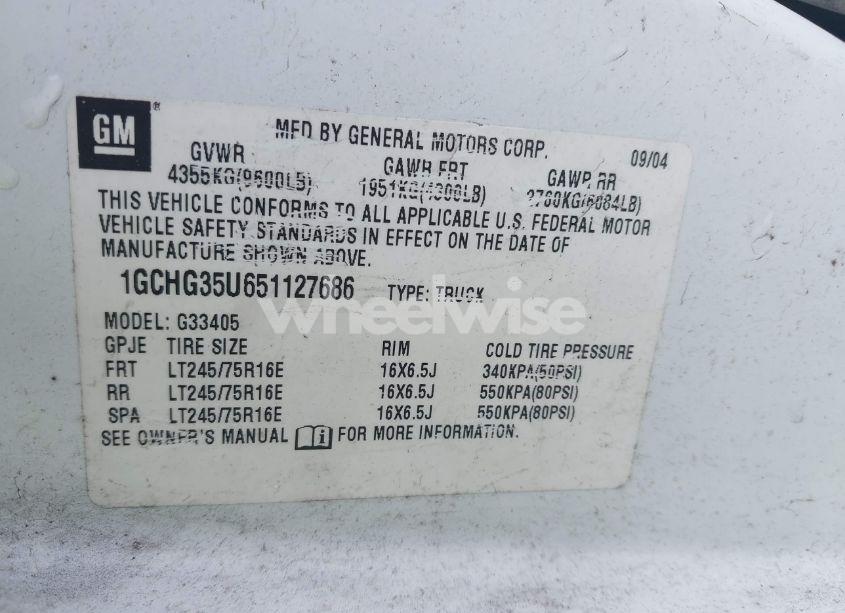 Photo 9 of 2005 Chevrolet Express (VIN 1GCHG35U651127686)