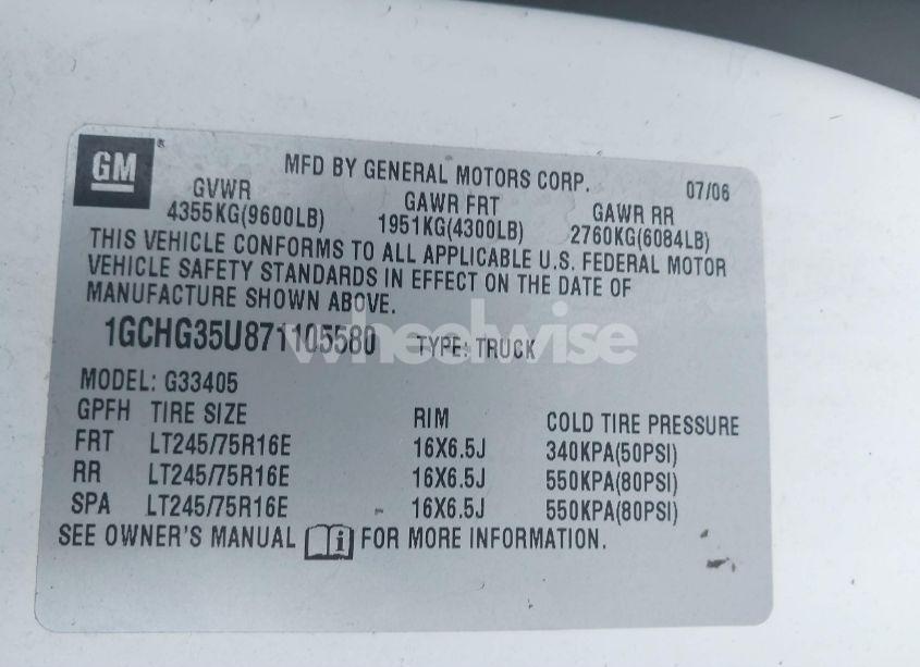 Photo 9 of 2007 Chevrolet Express WORK VAN (VIN 1GCHG35U871105580)