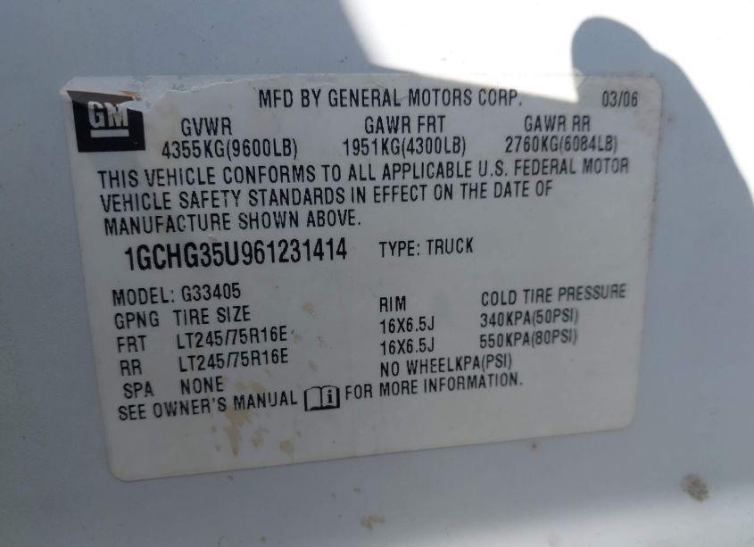 Photo 9 of 2006 Chevrolet Express WORK VAN (VIN 1GCHG35U961231414)