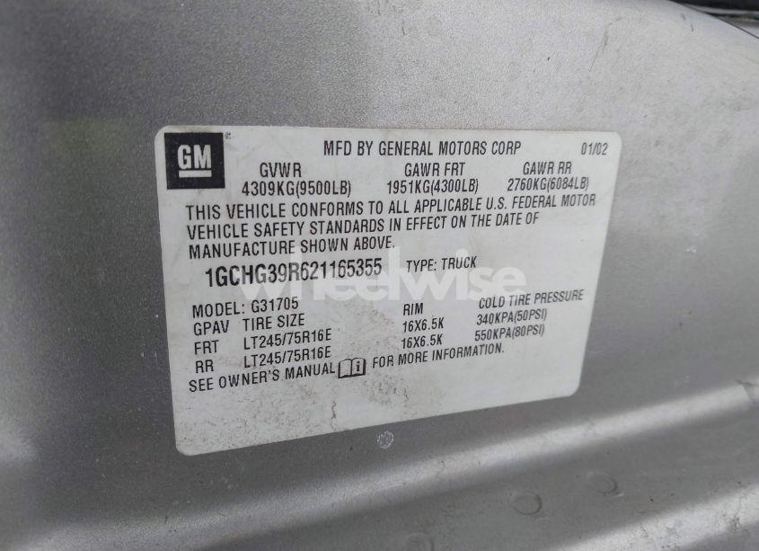 Photo 9 of 2002 Chevrolet Express CARGO VAN (VIN 1GCHG39R621165355)