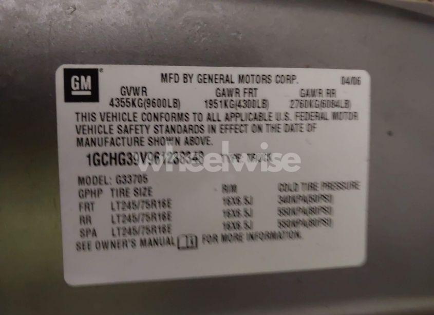 Photo 9 of 2006 Chevrolet Express WORK VAN (VIN 1GCHG39V961238348)