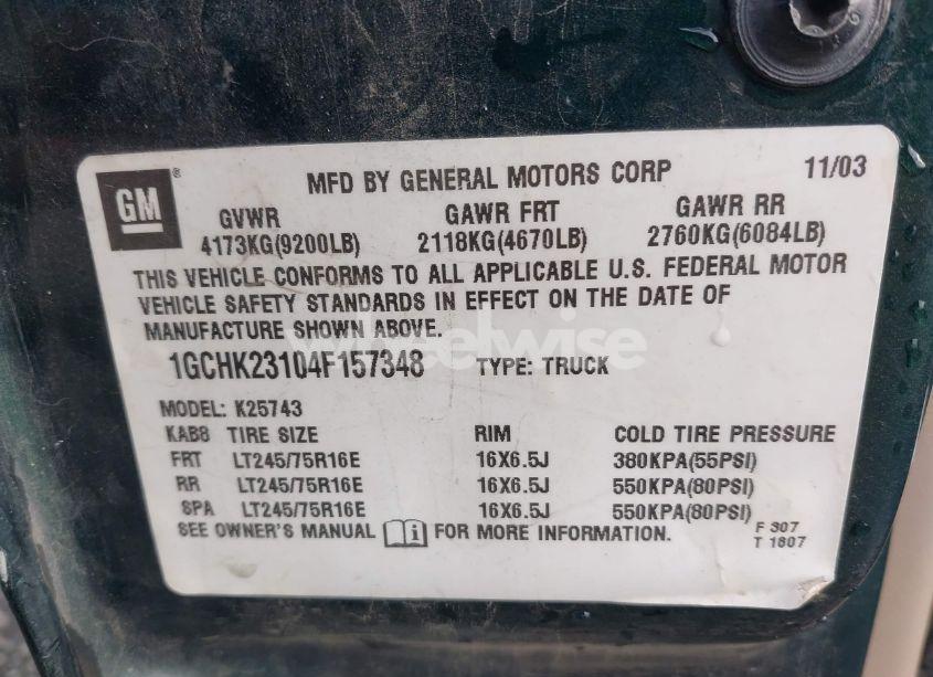 Photo 9 of 2004 Chevrolet Silverado 2500HD LS (VIN 1GCHK23104F157348)