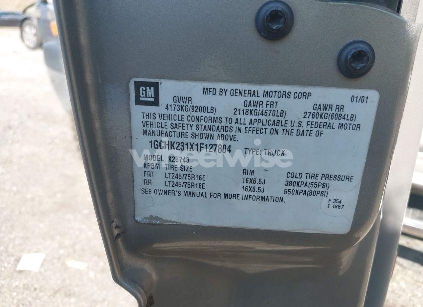 Photo 9 of 2001 Chevrolet Silverado 2500HD LT (VIN 1GCHK231X1F127804)