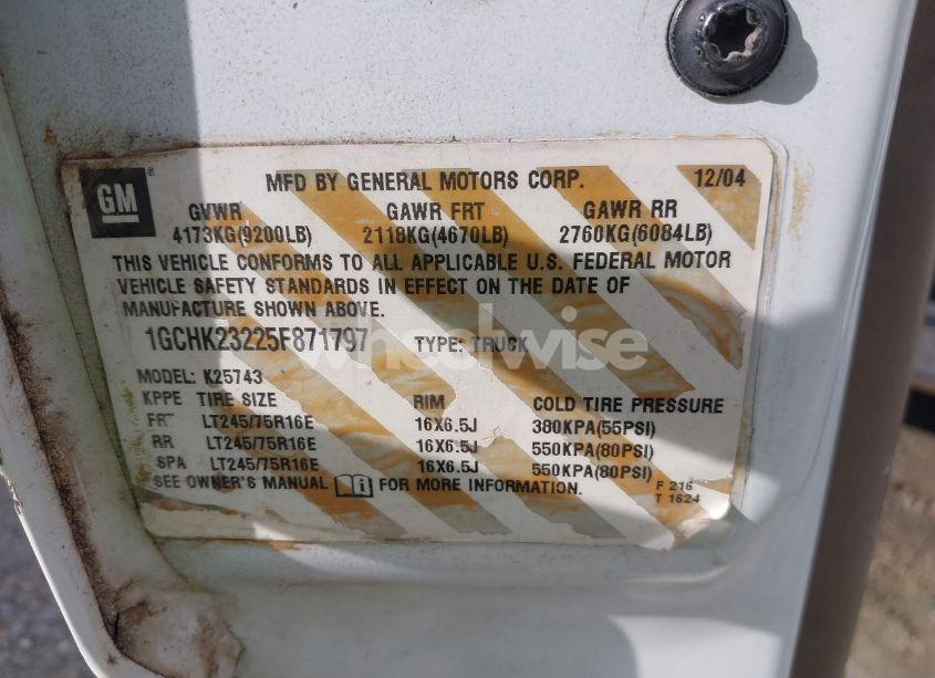 Photo 9 of 2005 Chevrolet Silverado 2500HD LS (VIN 1GCHK23225F871797)