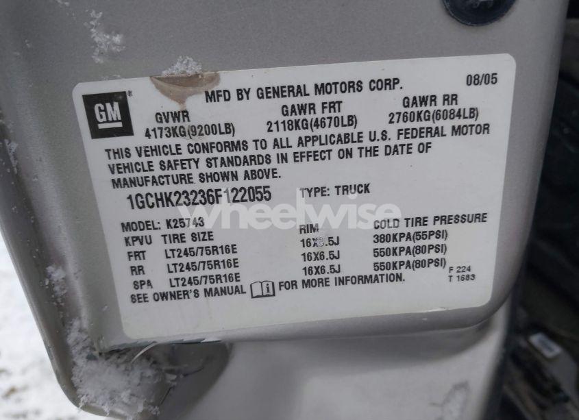 Photo 9 of 2006 Chevrolet Silverado 2500HD LT2 (VIN 1GCHK23236F122055)