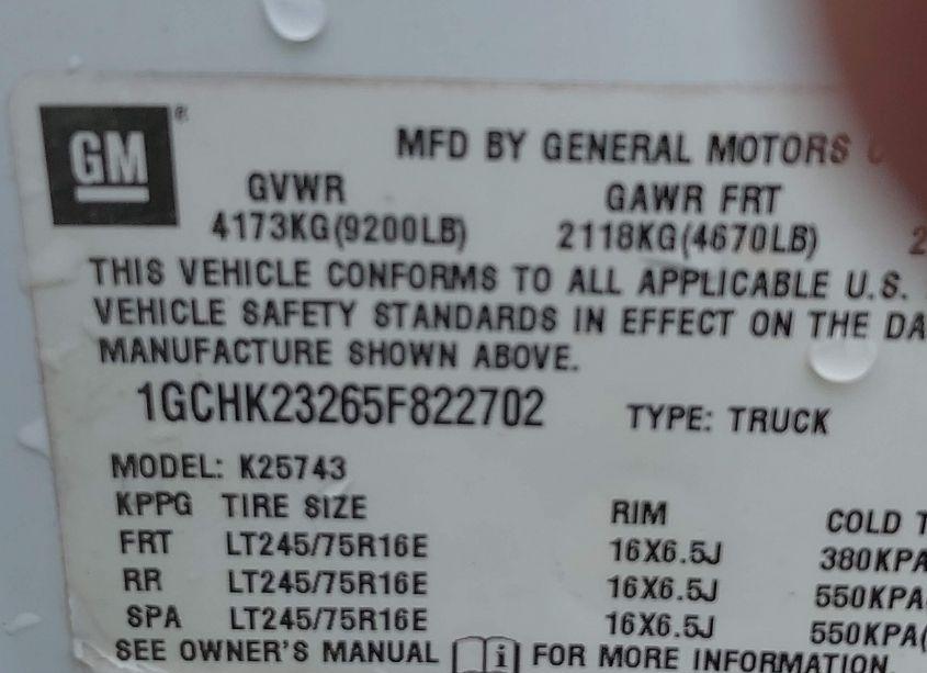 Photo 9 of 2005 Chevrolet Silverado 2500HD LT (VIN 1GCHK23265F822702)