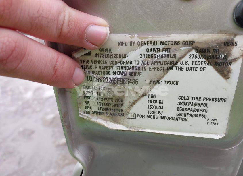 Photo 9 of 2005 Chevrolet Silverado 2500HD LS (VIN 1GCHK23265F965486)