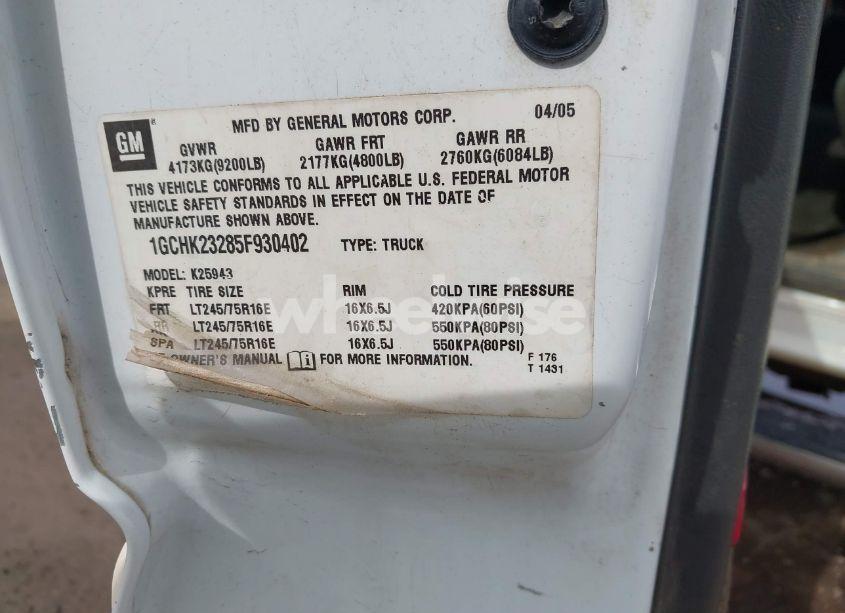Photo 9 of 2005 Chevrolet Silverado 2500HD LS (VIN 1GCHK23285F930402)