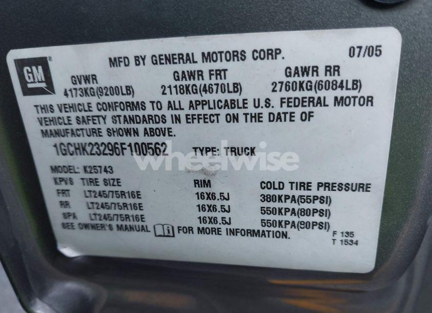 Photo 9 of 2006 Chevrolet Silverado 2500HD LT1 (VIN 1GCHK23296F100562)