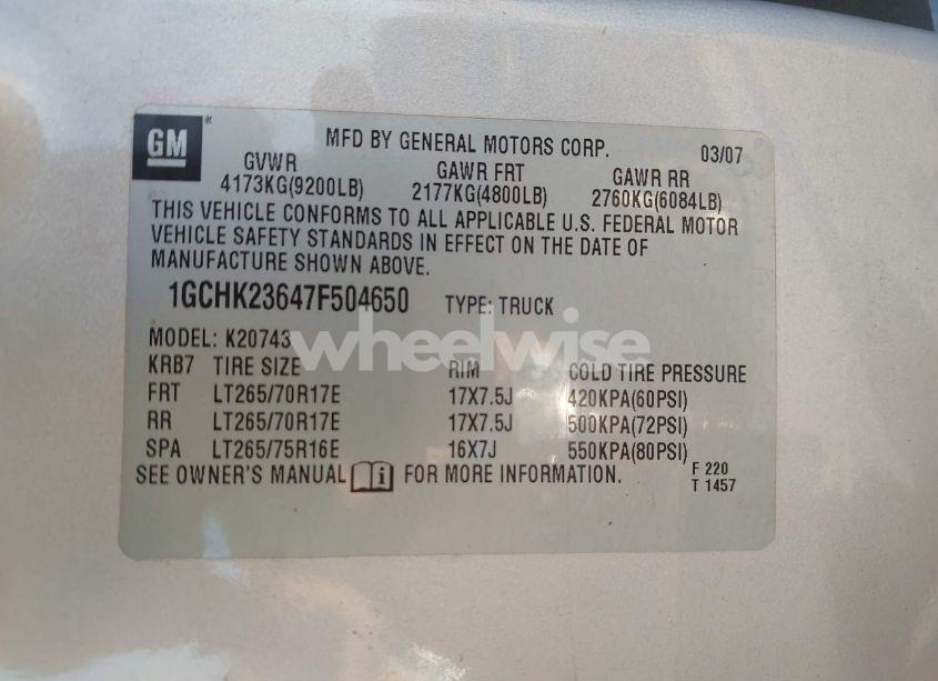 Photo 9 of 2007 Chevrolet Silverado 2500HD LTZ (VIN 1GCHK23647F504650)