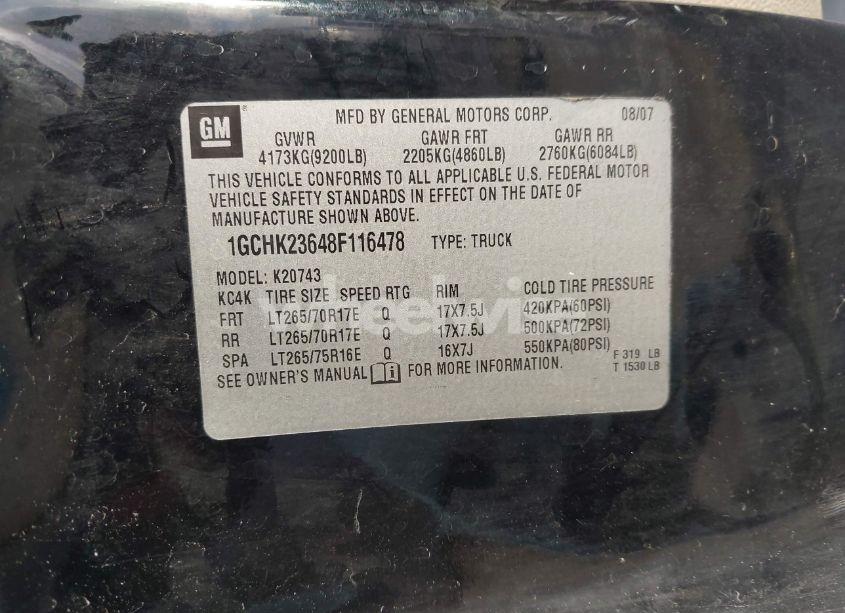 Photo 9 of 2008 Chevrolet Silverado 2500HD LTZ (VIN 1GCHK23648F116478)