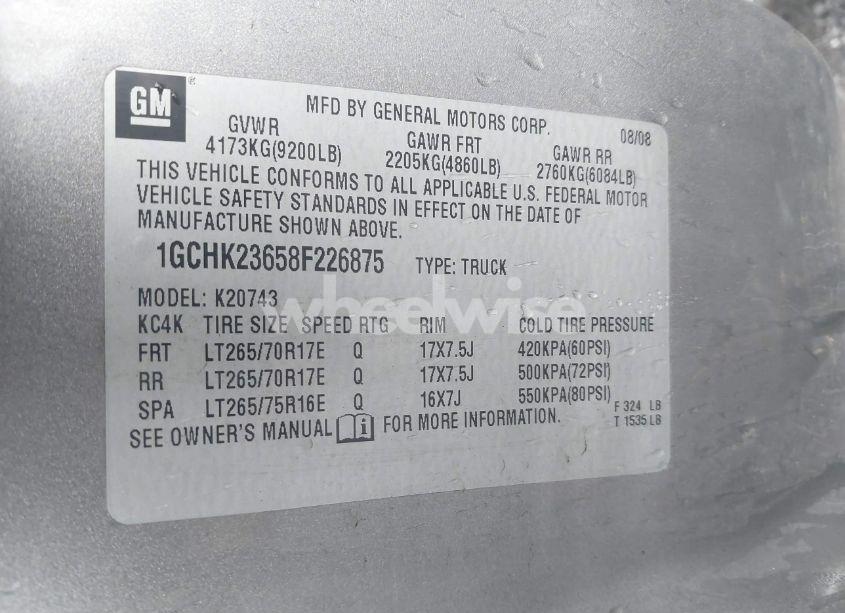 Photo 9 of 2008 Chevrolet Silverado 2500HD LT2 (VIN 1GCHK23658F226875)