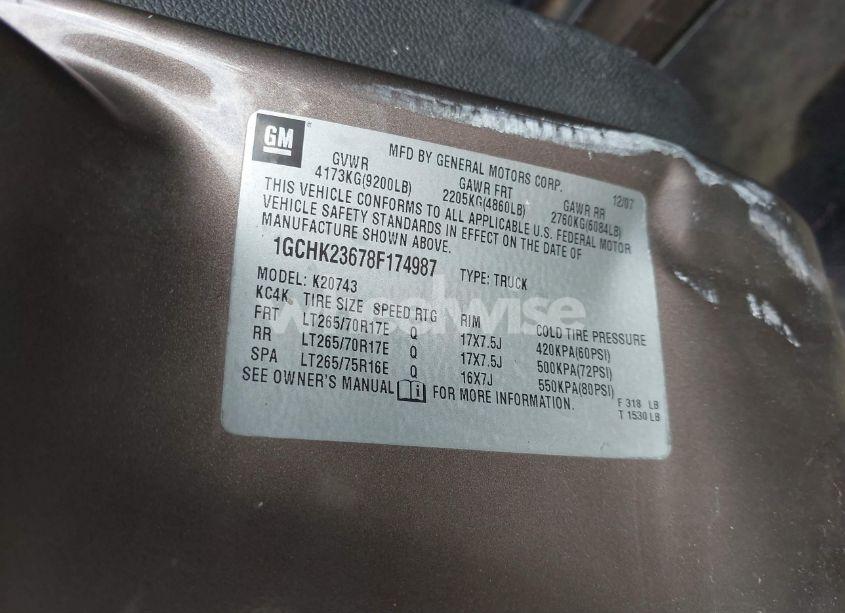 Photo 9 of 2008 Chevrolet Silverado 2500HD LTZ (VIN 1GCHK23678F174987)