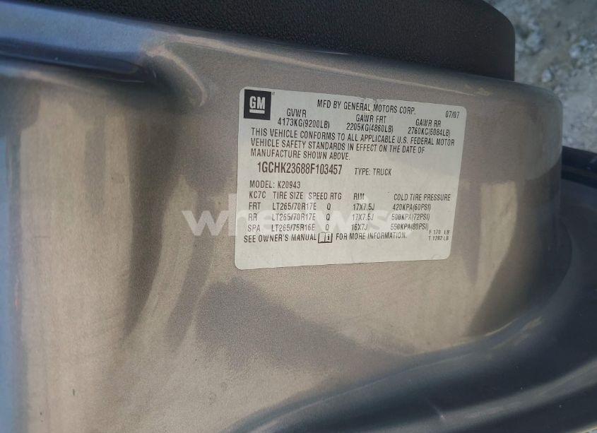 Photo 9 of 2008 Chevrolet Silverado 2500HD LTZ (VIN 1GCHK23688F103457)