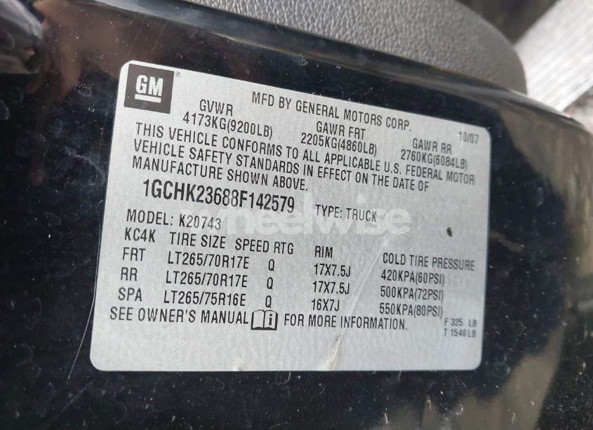 Photo 9 of 2008 Chevrolet Silverado 2500HD LTZ (VIN 1GCHK23688F142579)