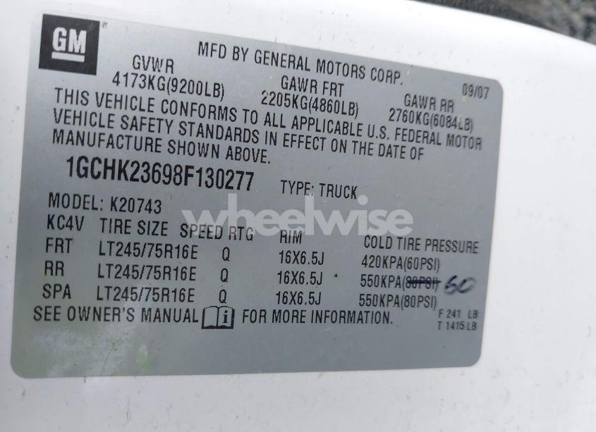 Photo 9 of 2008 Chevrolet Silverado 2500HD LT1 (VIN 1GCHK23698F130277)