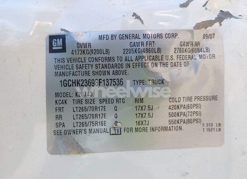 Photo 9 of 2008 Chevrolet Silverado 2500HD LTZ (VIN 1GCHK23698F137536)