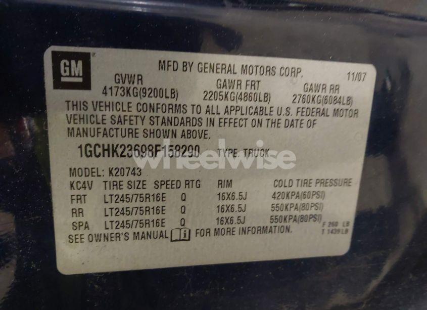 Photo 9 of 2008 Chevrolet Silverado 2500HD LT1 (VIN 1GCHK23698F158290)