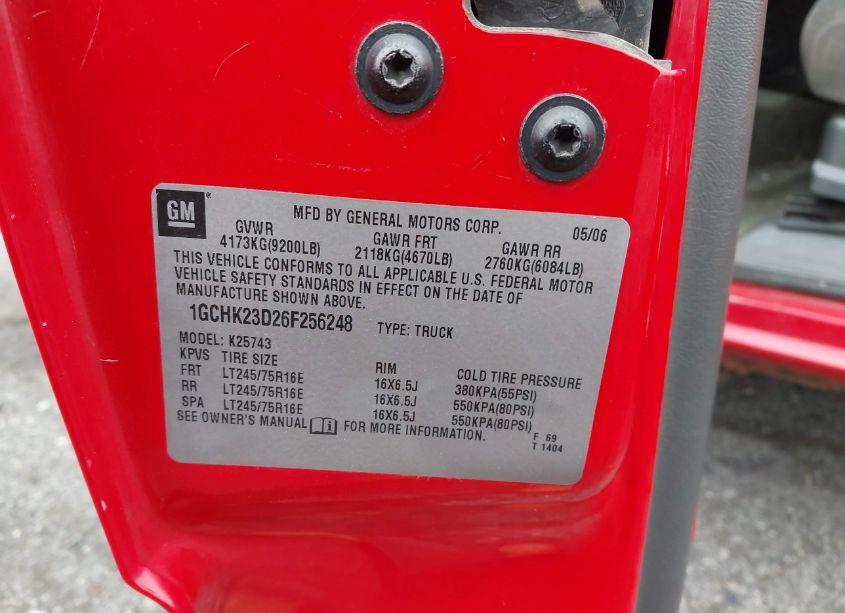 Photo 9 of 2006 Chevrolet Silverado 2500HD LT1 (VIN 1GCHK23D26F256248)