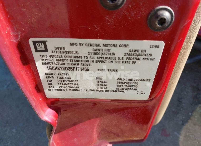 Photo 9 of 2006 Chevrolet Silverado 2500HD LT1 (VIN 1GCHK23D36F171466)