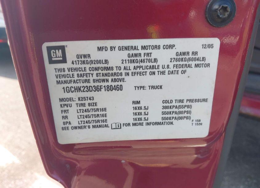Photo 9 of 2006 Chevrolet Silverado 2500HD LT2 (VIN 1GCHK23D36F180460)