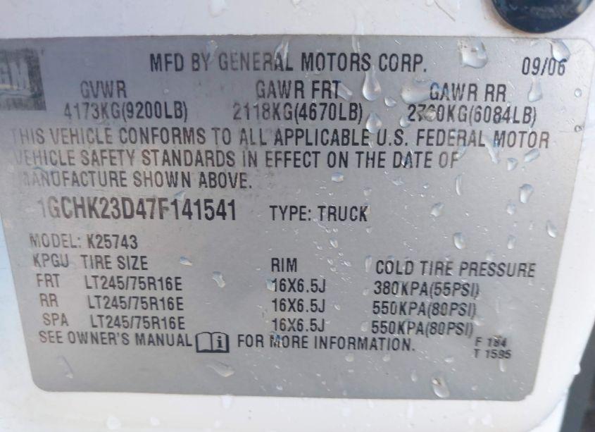 Photo 9 of 2007 Chevrolet Silverado 2500HD CLASSIC LT2 (VIN 1GCHK23D47F141541)