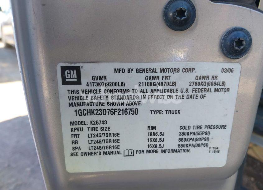 Photo 9 of 2006 Chevrolet Silverado 2500HD LT2 (VIN 1GCHK23D76F216750)