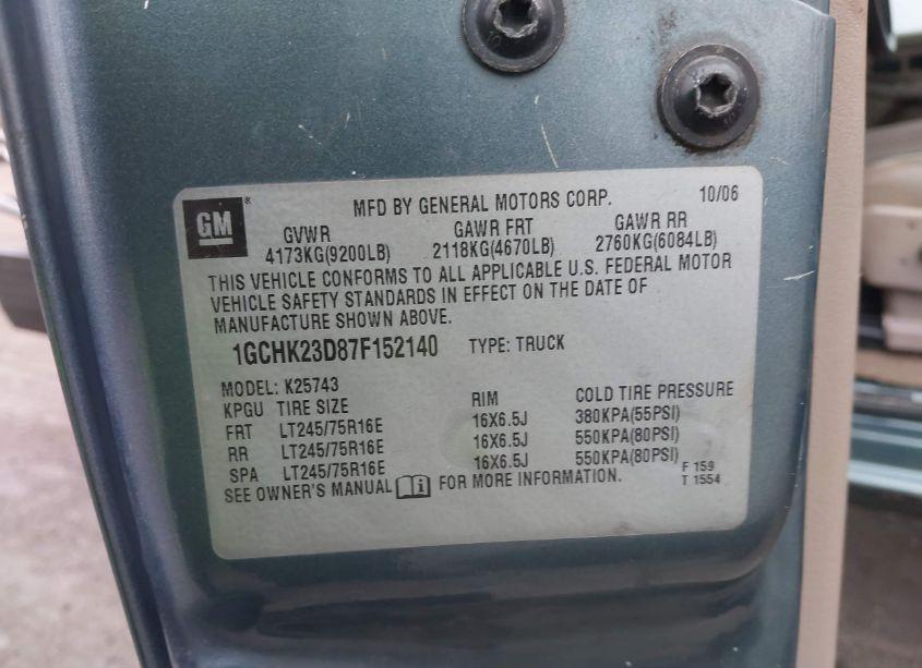 Photo 9 of 2007 Chevrolet Silverado 2500HD CLASSIC LT3 (VIN 1GCHK23D87F152140)