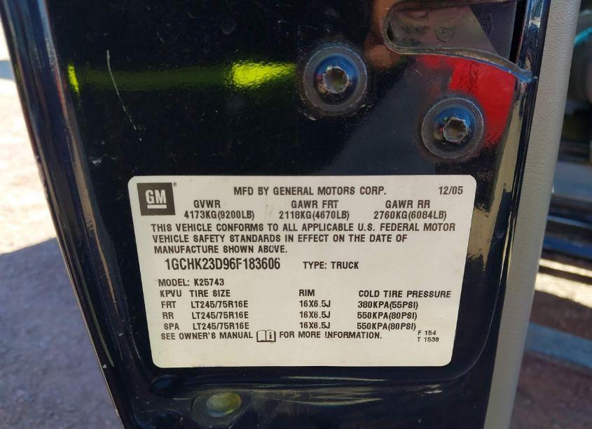 Photo 9 of 2006 Chevrolet Silverado 2500HD LT3 (VIN 1GCHK23D96F183606)