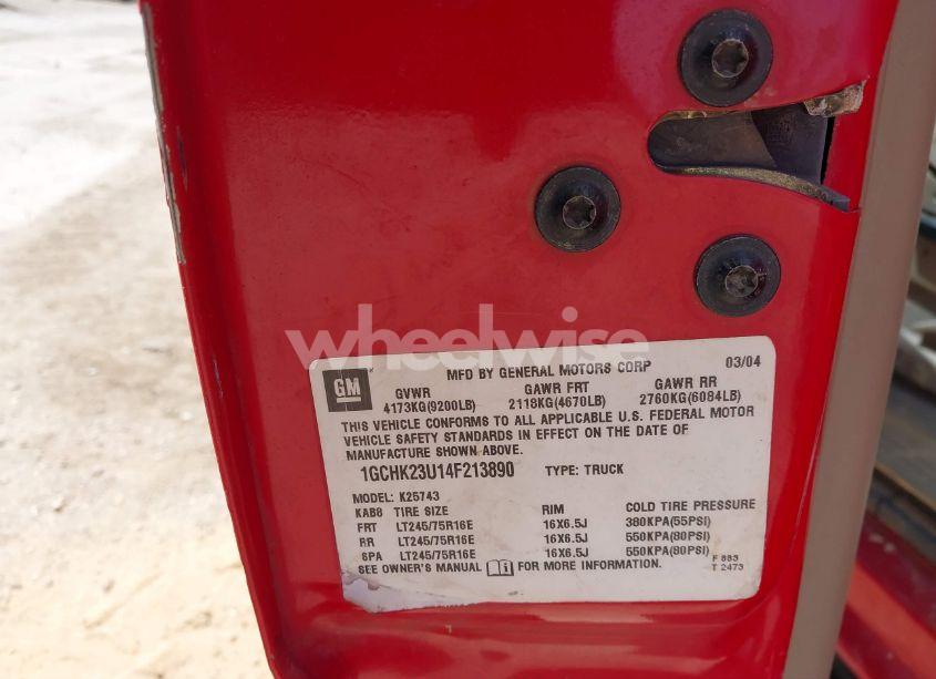 Photo 9 of 2004 Chevrolet Silverado 2500HD LS (VIN 1GCHK23U14F213890)