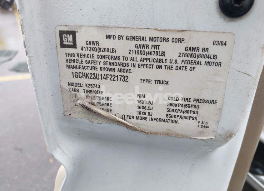 Photo 9 of 2004 Chevrolet Silverado 2500HD LT (VIN 1GCHK23U14F221732)