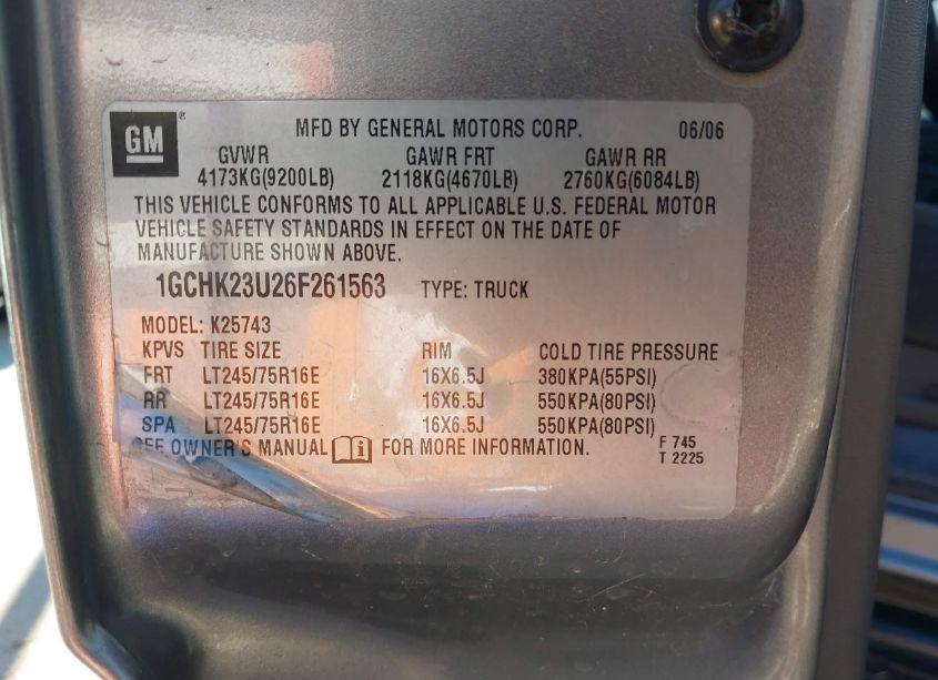 Photo 9 of 2006 Chevrolet Silverado 2500HD LT1 (VIN 1GCHK23U26F261563)