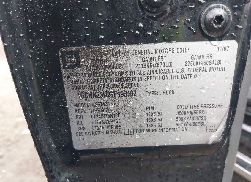 Photo 9 of 2007 Chevrolet Silverado 2500HD CLASSIC LT3 (VIN 1GCHK23U27F195162)
