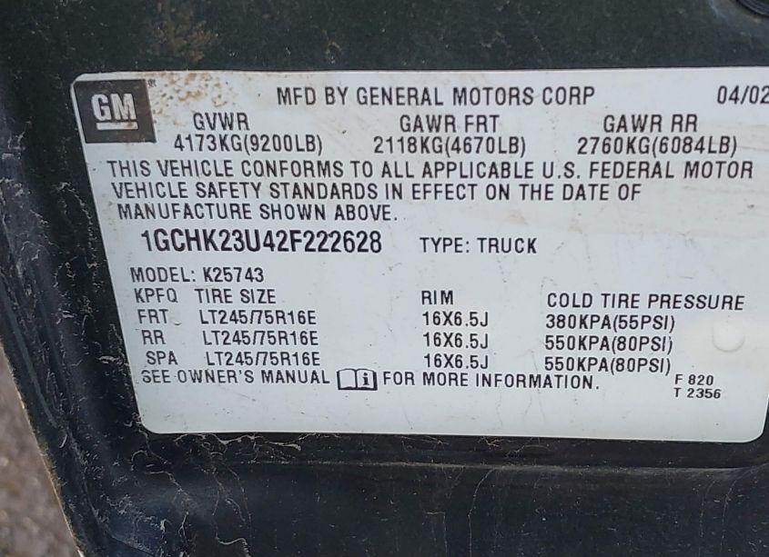 Photo 9 of 2002 Chevrolet Silverado 2500HD LS (VIN 1GCHK23U42F222628)