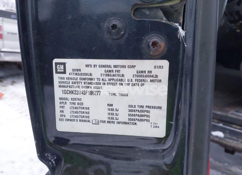 Photo 9 of 2003 Chevrolet Silverado 2500HD LS (VIN 1GCHK23U43F186277)