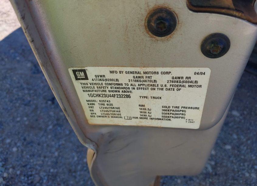 Photo 9 of 2004 Chevrolet Silverado 2500HD LS (VIN 1GCHK23U44F232286)