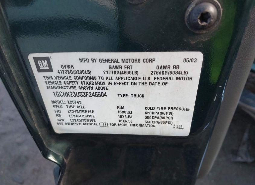 Photo 4 of 2003 Chevrolet Silverado 2500HD LS (VIN 1GCHK23U53F246504)