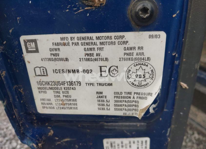 Photo 9 of 2004 Chevrolet Silverado 2500HD LS/LT/WORK TRUCK (VIN 1GCHK23U54F136179)