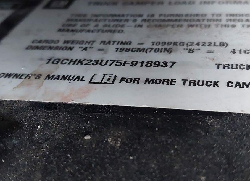 Photo 9 of 2005 Chevrolet Silverado 2500HD LS (VIN 1GCHK23U75F918937)