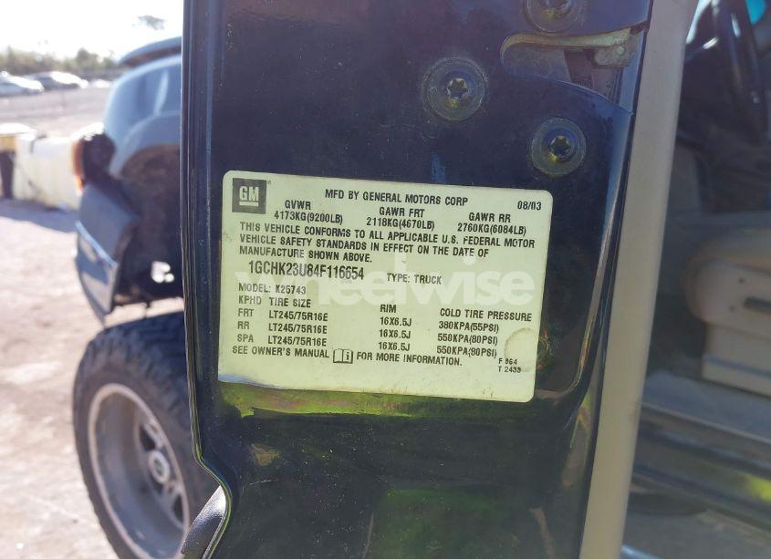 Photo 9 of 2004 Chevrolet Silverado 2500HD LT (VIN 1GCHK23U84F116654)