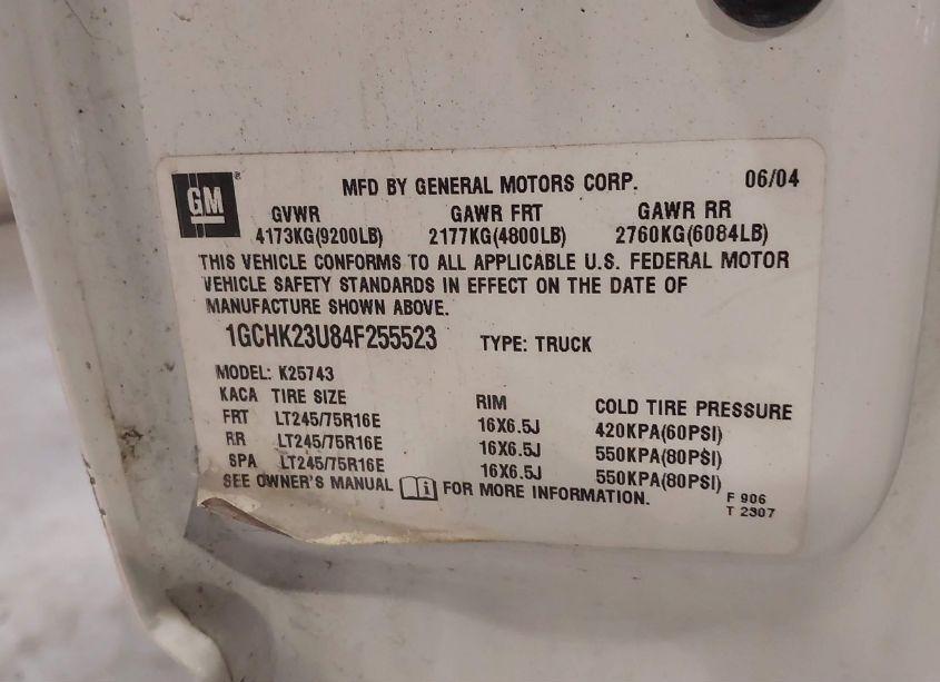 Photo 9 of 2004 Chevrolet Silverado 2500HD LS (VIN 1GCHK23U84F255523)