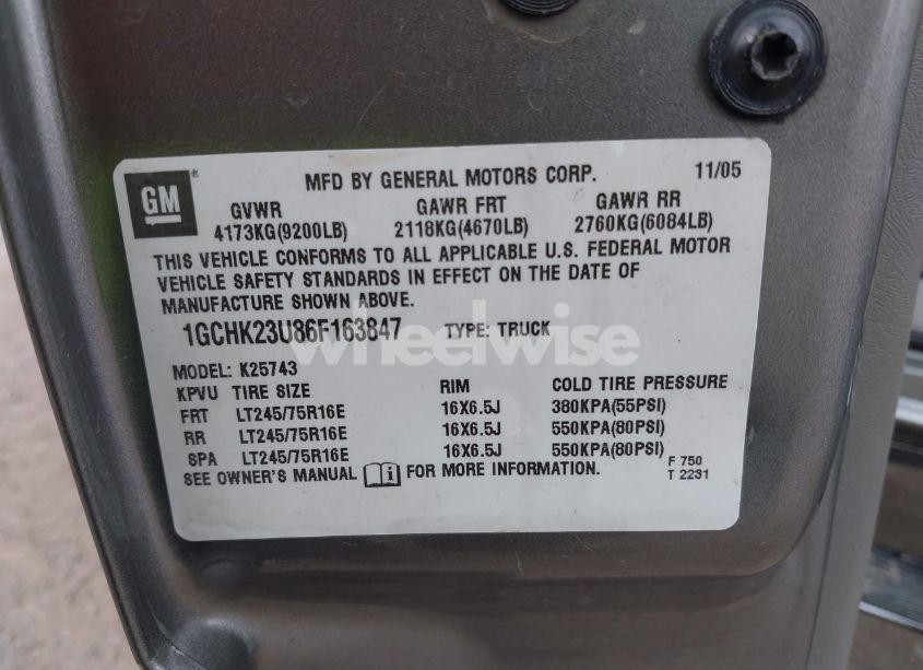 Photo 9 of 2006 Chevrolet Silverado 2500HD LT3 (VIN 1GCHK23U86F163847)